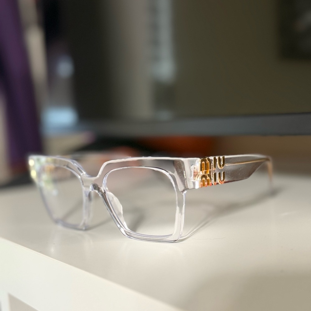 Miu Miu Transparent Frame with Gold Detail Glasses